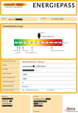 Energiepass, Energieausweis